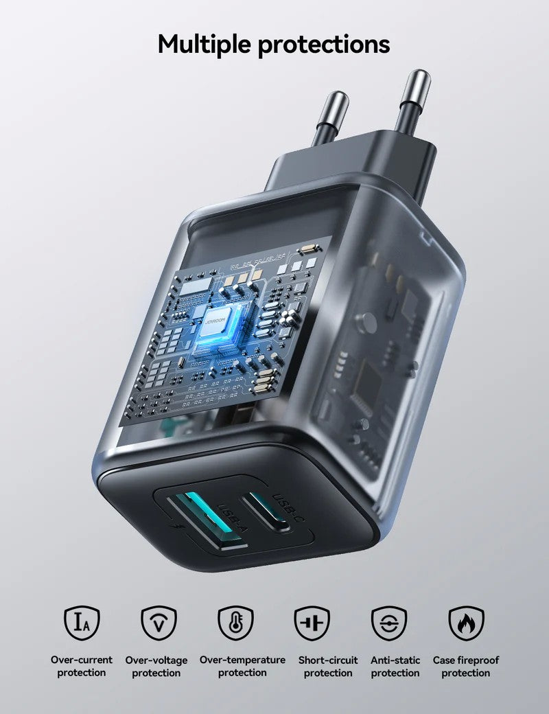 Įkroviklis Joyroom JR-TCF13 25W USB-C/USB-A juodas