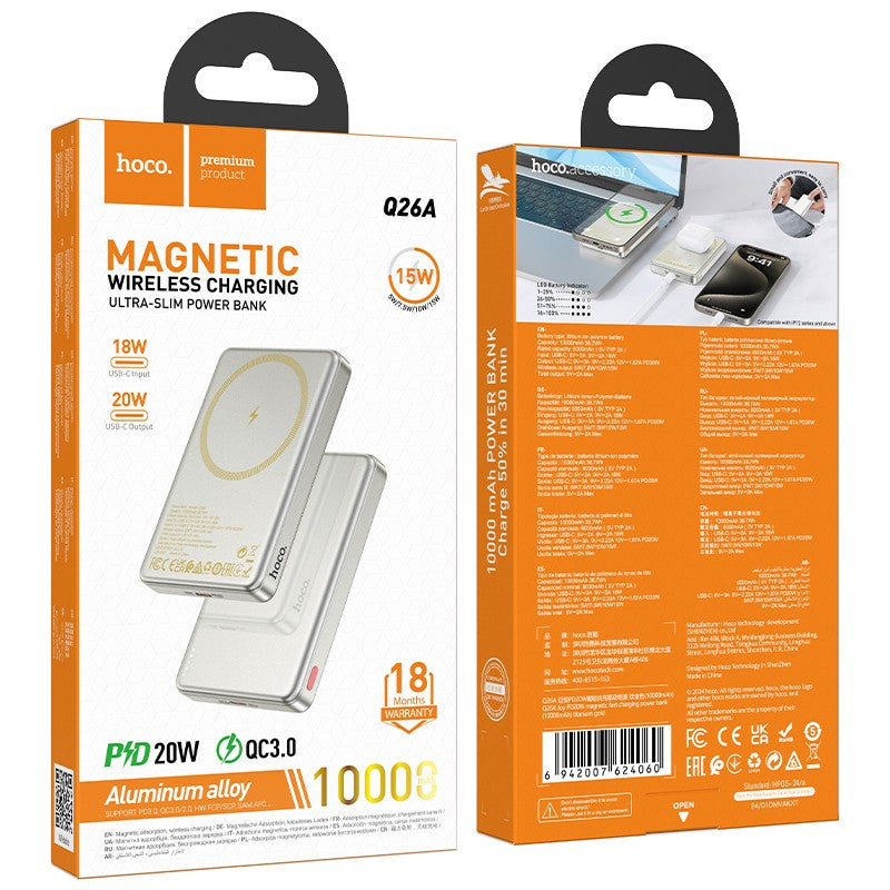 Išorinė baterija Power Bank Hoco Q26A PD20W MagSafe 10000mAh auksinė