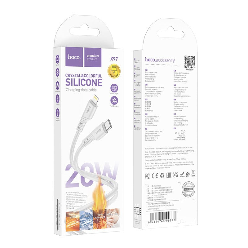 USB kabelis Hoco X97 USB-C to Lightning 1.0m baltas