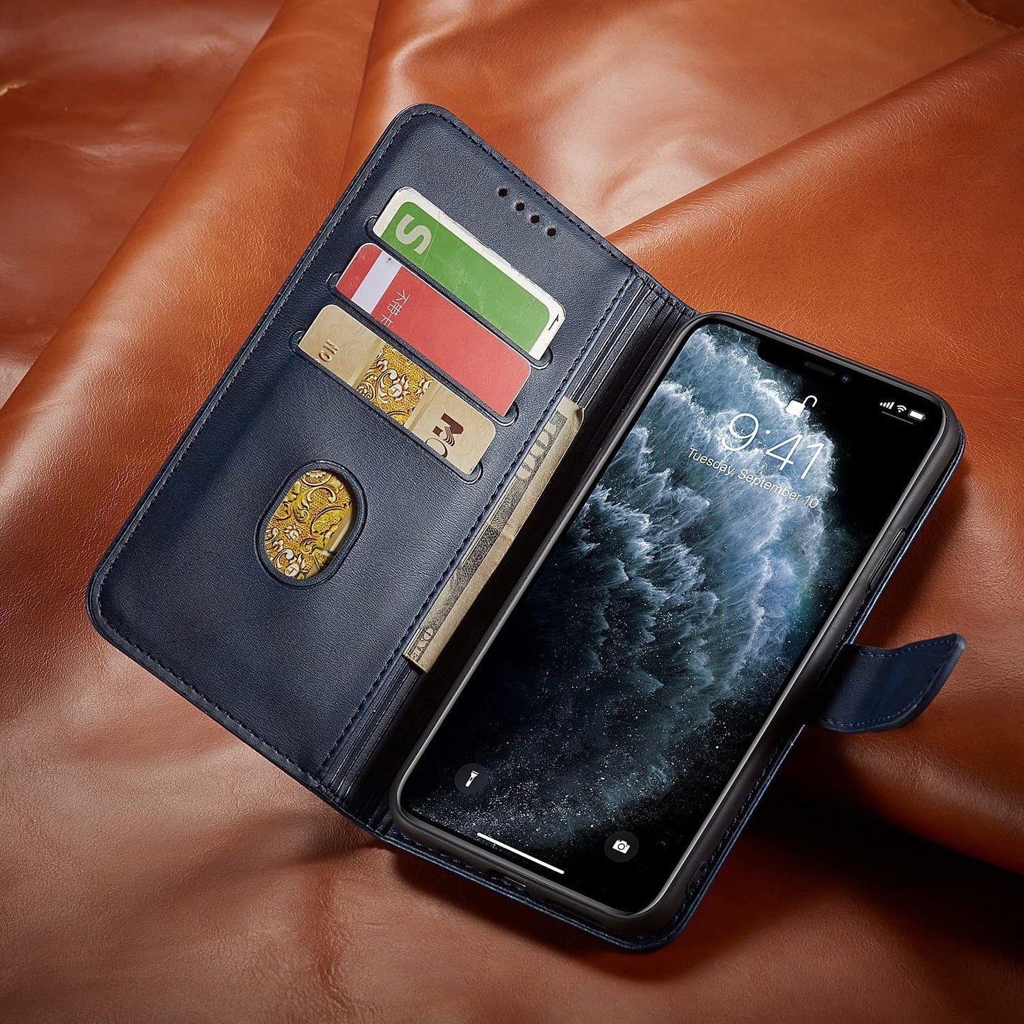 Dėklas Wallet Case Apple iPhone 16e mėlynas