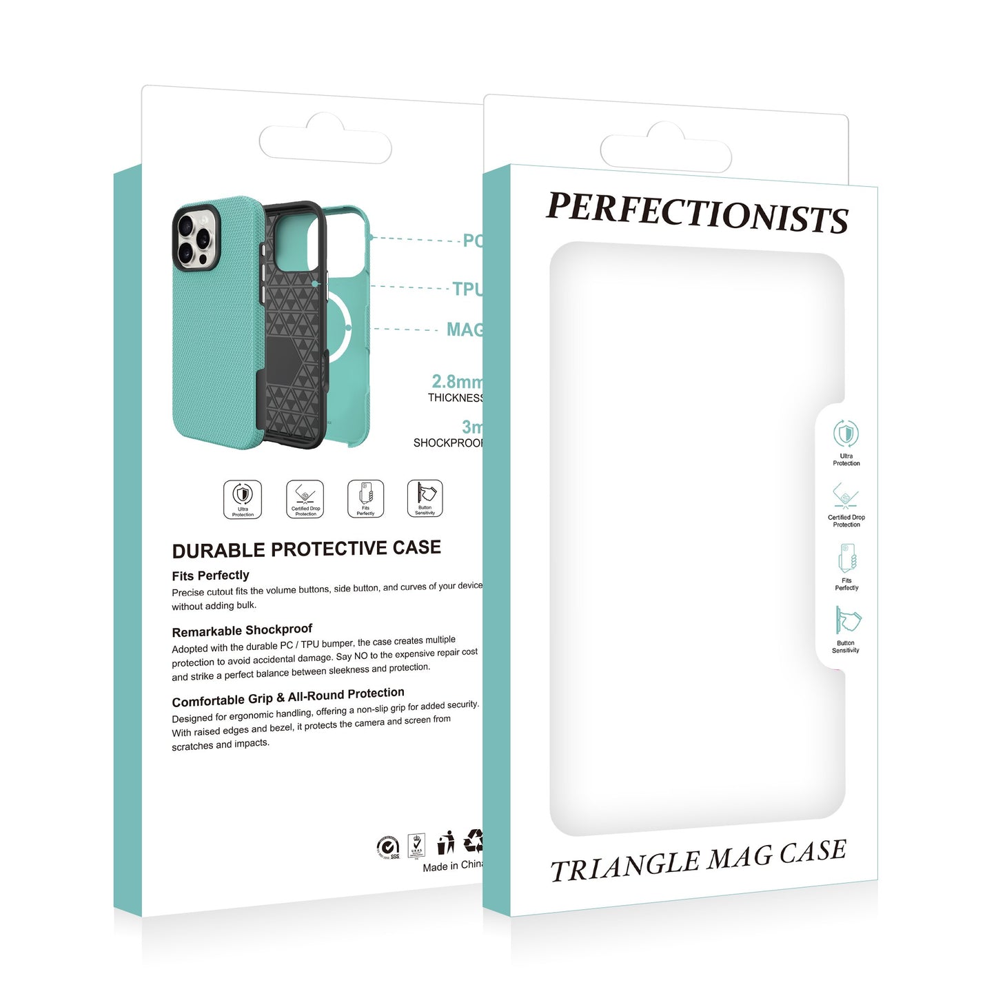 Dėklas Perfectionists Triangle Mag Case Apple iPhone 14 Pro rožinio aukso
