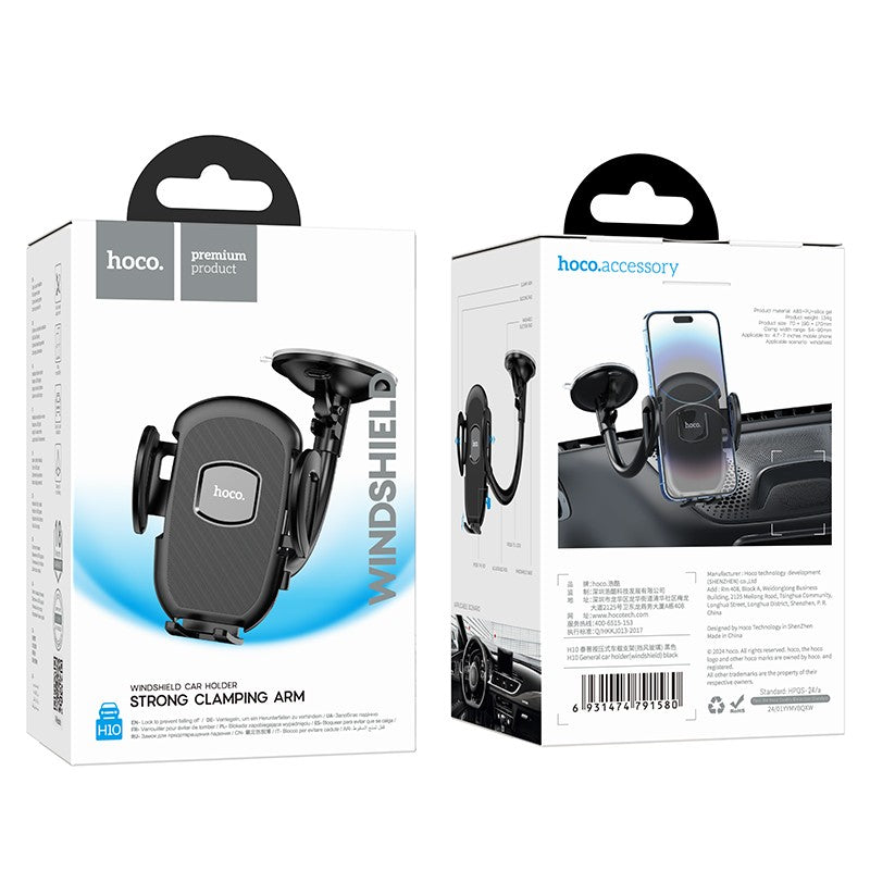 Automobilinis telefono laikiklis Hoco H10 (windshield) juodas