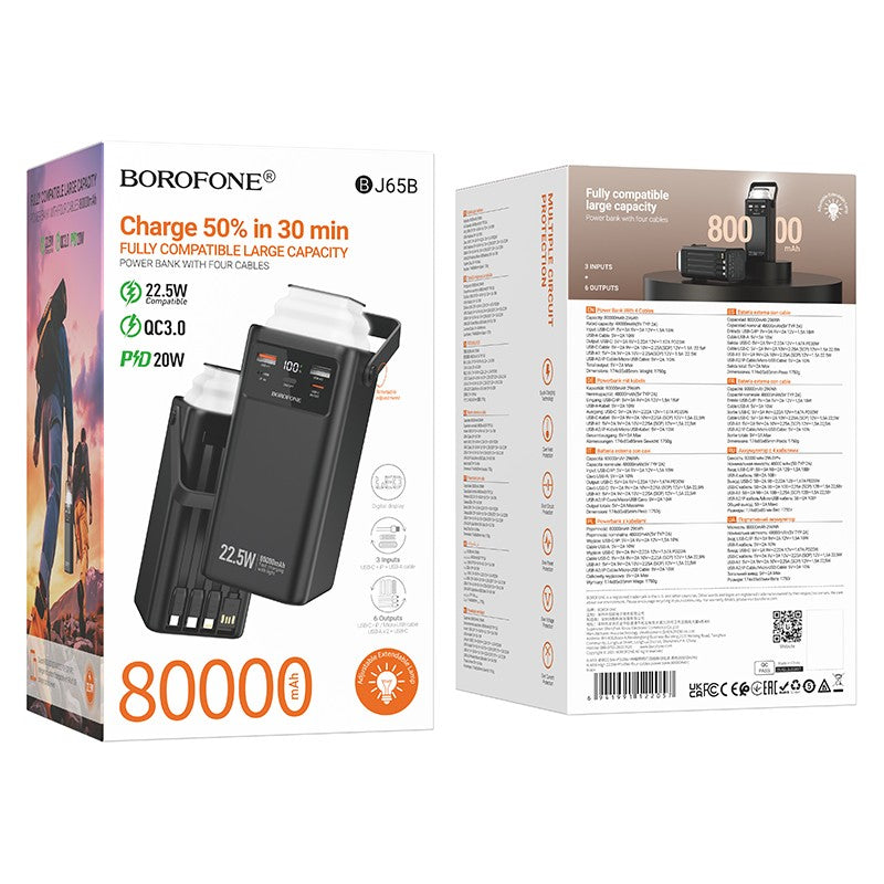 Išorinė baterija Power Bank Borofone BJ65B 22.5W 80000mAh juoda