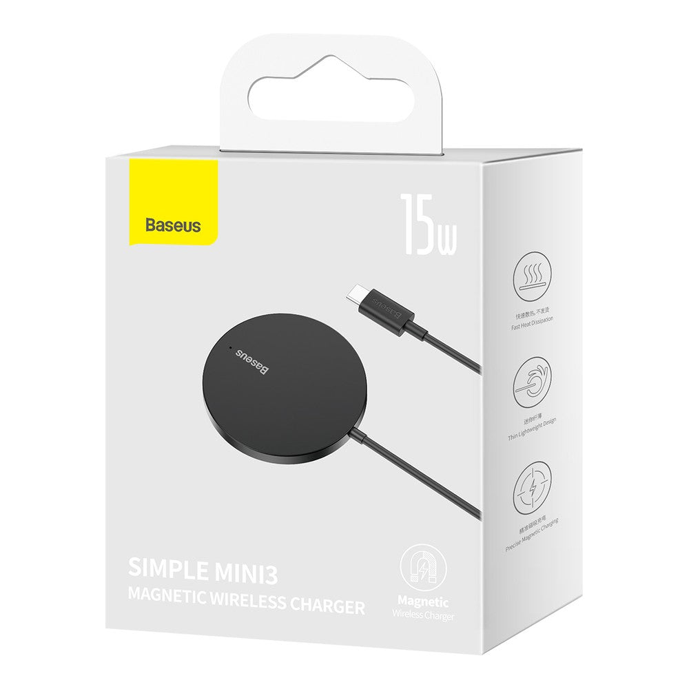 Įkroviklis belaidis Baseus Simple Mini 3 15W MagSafe juodas CCJJ040001