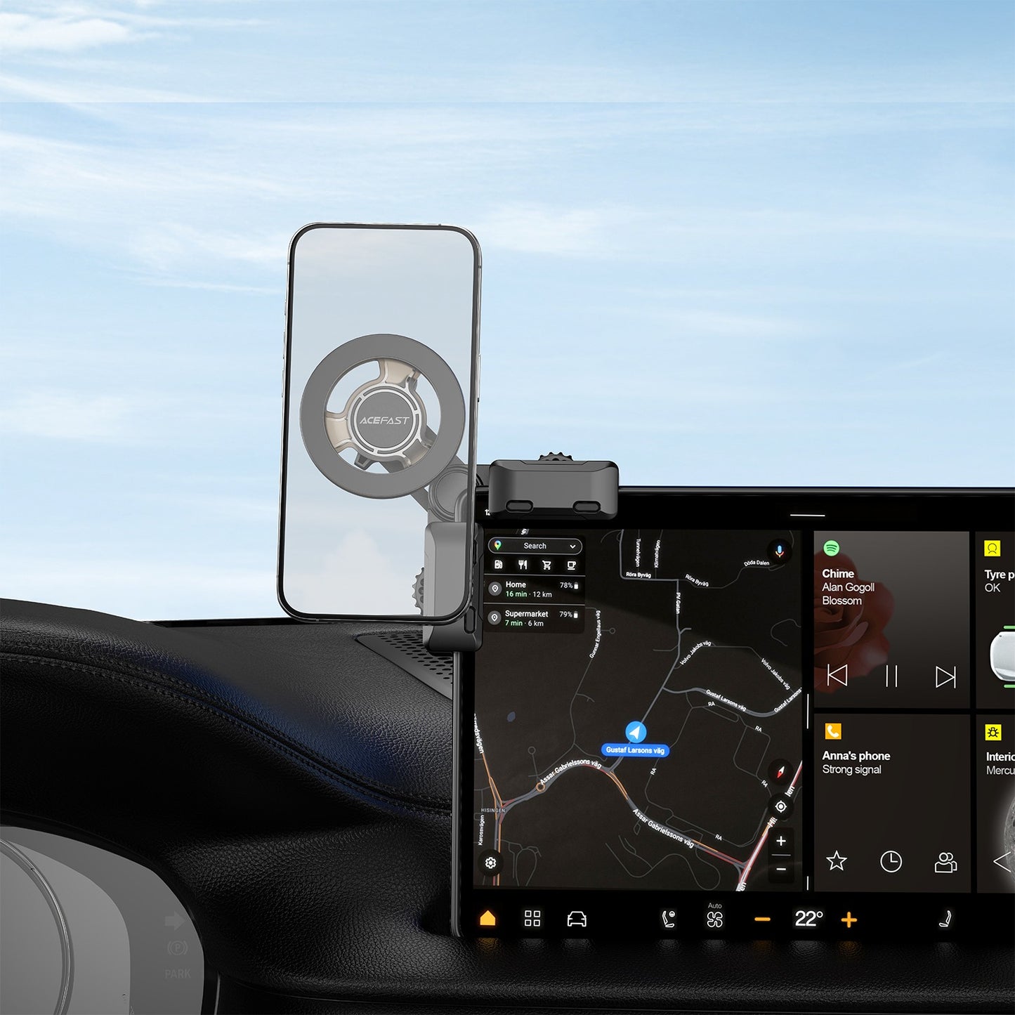 Automobilinis telefono laikiklis Acefast D43 (dashboard screen) juodas