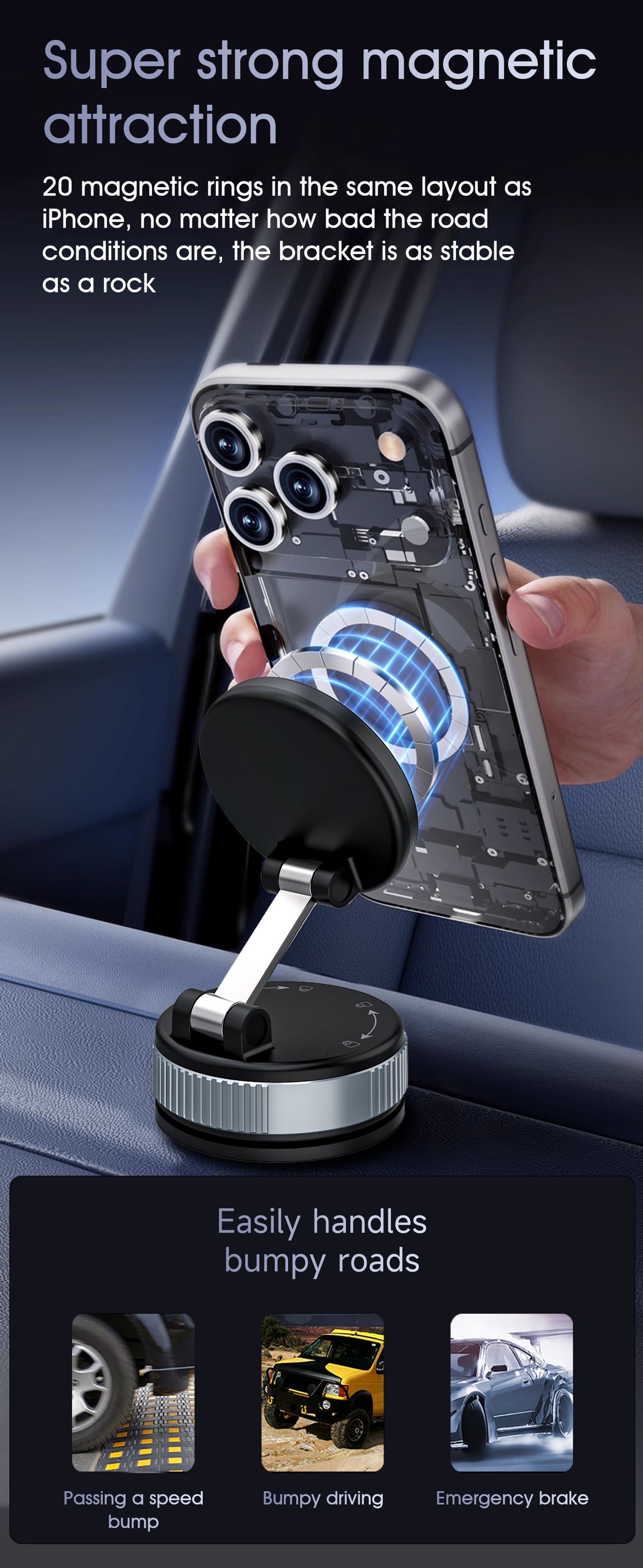 Automobilinis telefono laikiklis Dudao F24PRO MagSafe (dashboard/windshield) juodas