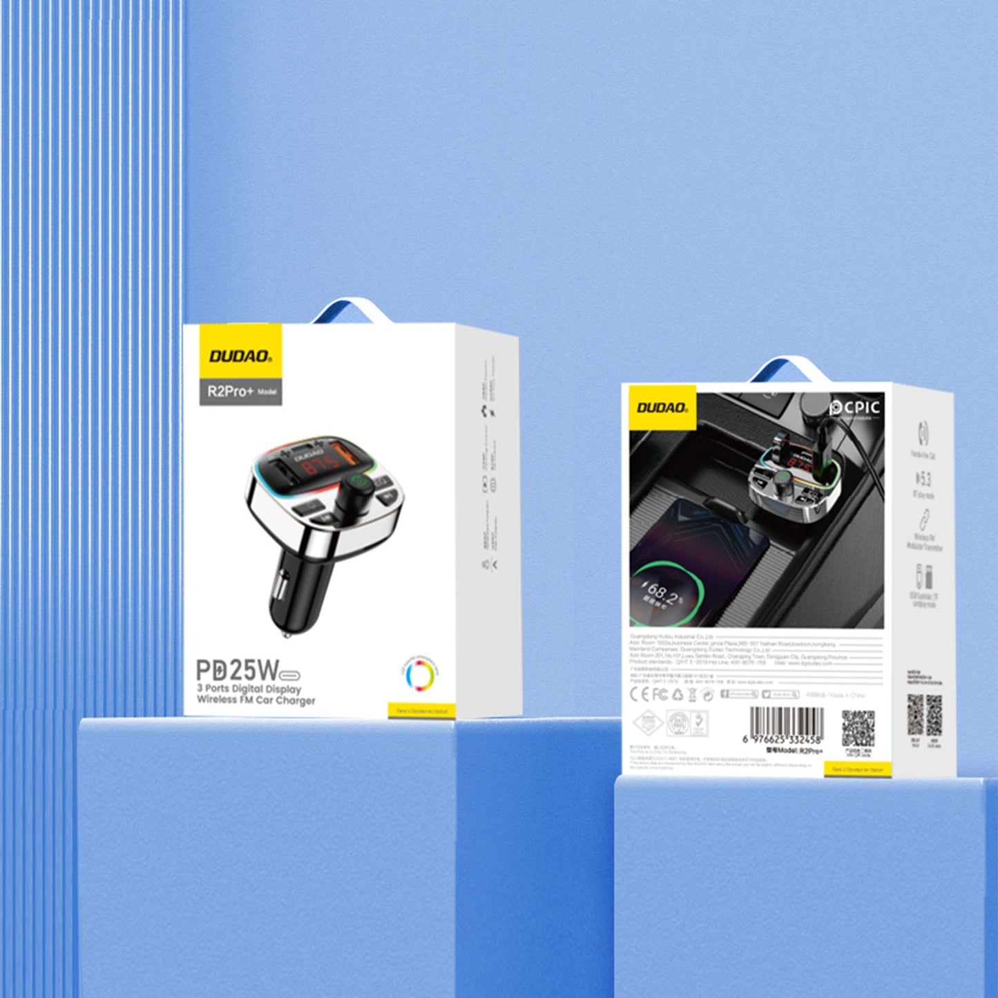 FM bangų moduliatorius Dudao R2PRO+ 25W USB-C/2xUSB-A