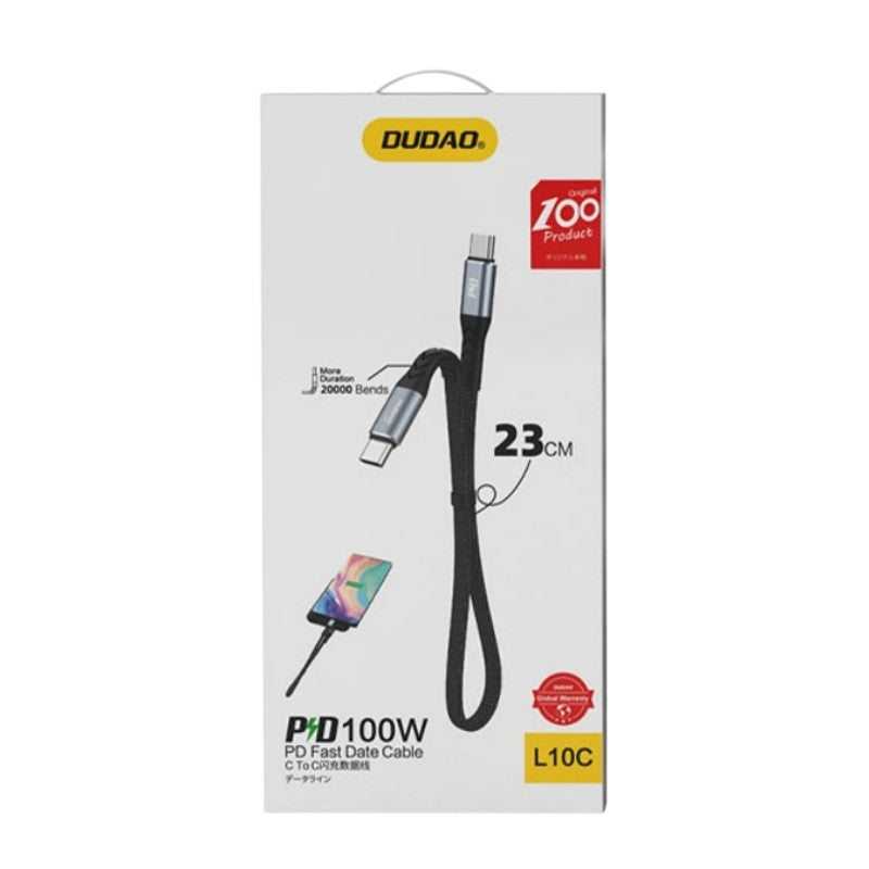 USB kabelis Dudao L10C USB-C to USB-C 100W 0.23m juodas
