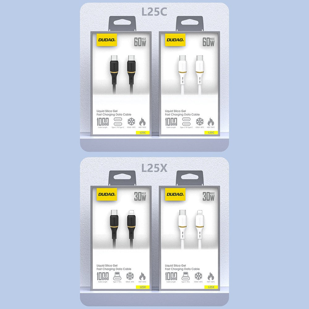 USB kabelis Dudao L25C USB-C to USB-C 60W 1.0m juodas