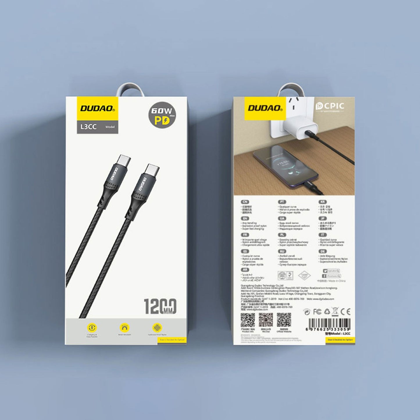 USB kabelis Dudao L3CL USB-C to Lightning 30W 1.2m juodas