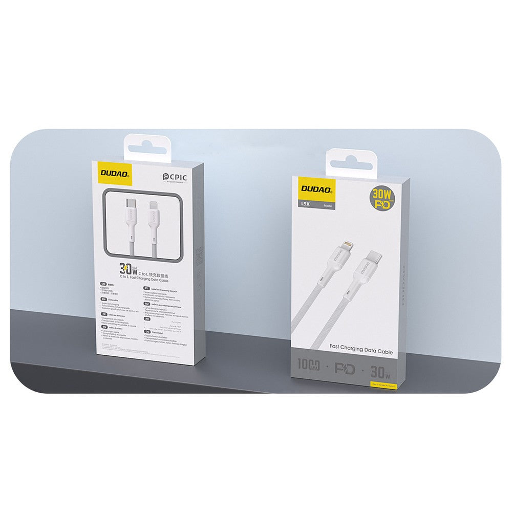 USB kabelis Dudao L9X USB-C to Lightning 30W 2.0m baltas