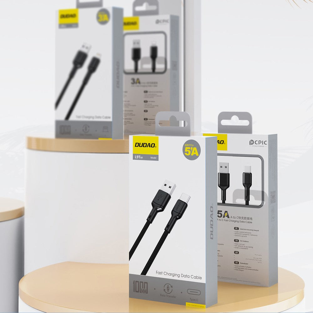 USB kabelis Dudao L9T USB-A to USB-C 5A 1.0m juodas