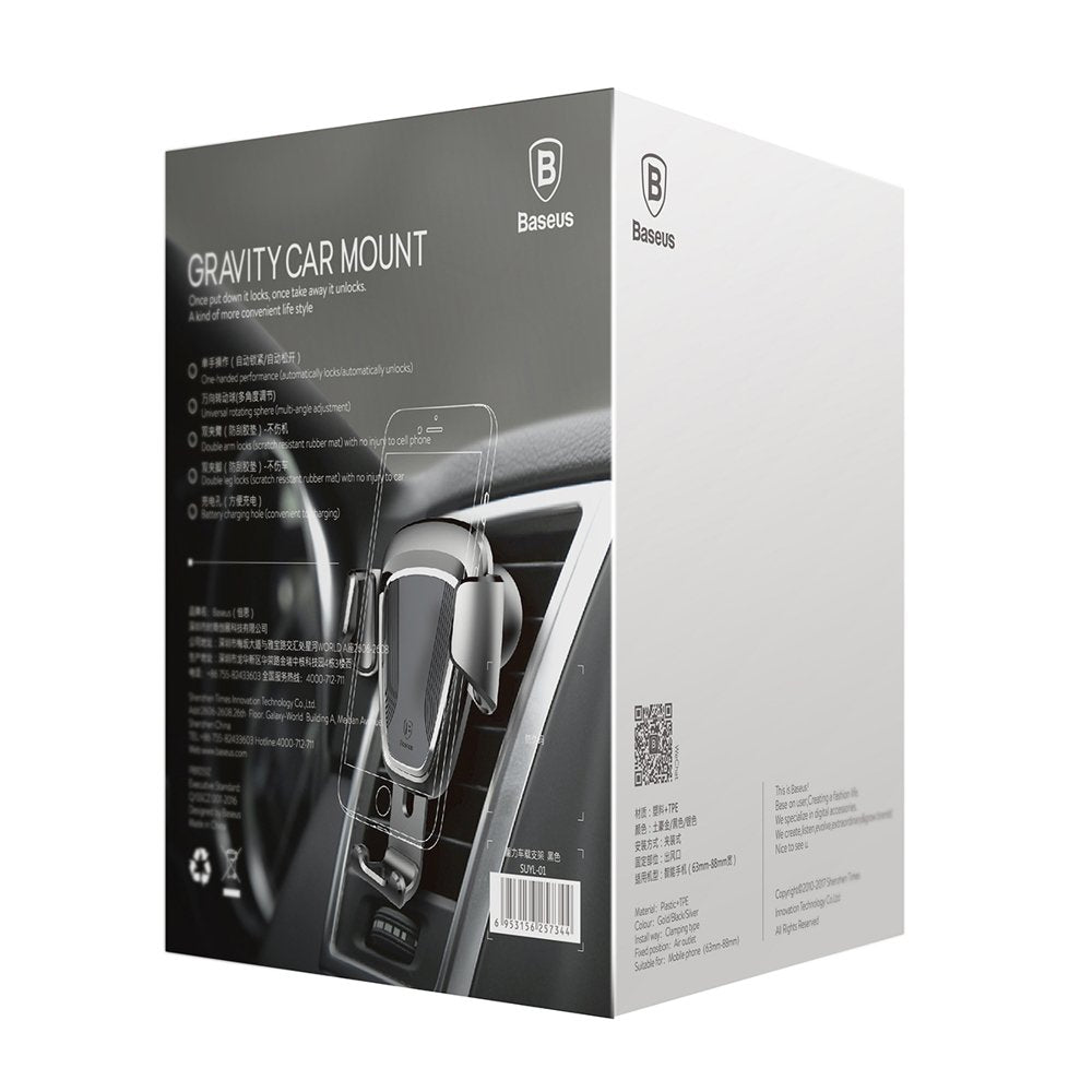 Telefono laikiklis Baseus Gravity Car Mount juodas SUYL-01