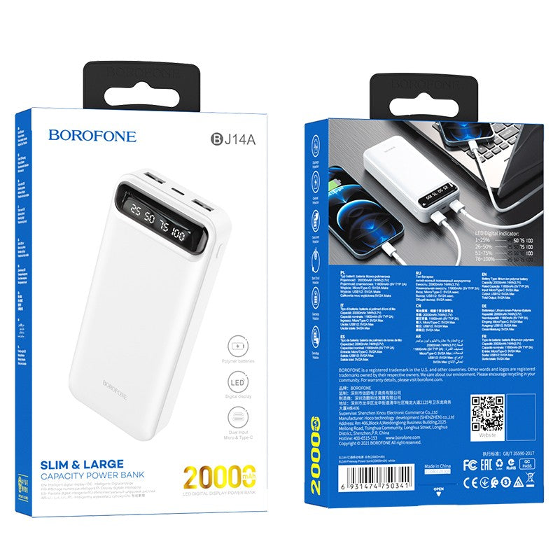 Išorinė baterija Power Bank Borofone BJ14A 2xUSB 20000mAh balta