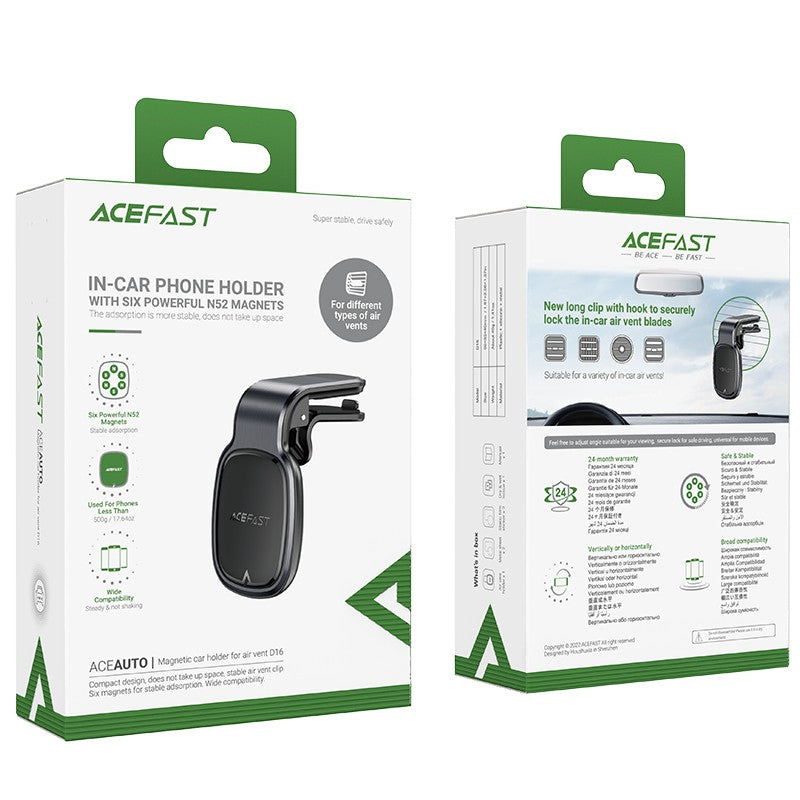 Automobilinis telefono laikiklis Acefast D16, tvirtinamas ant ventiliacijos grotelių, magnetinis