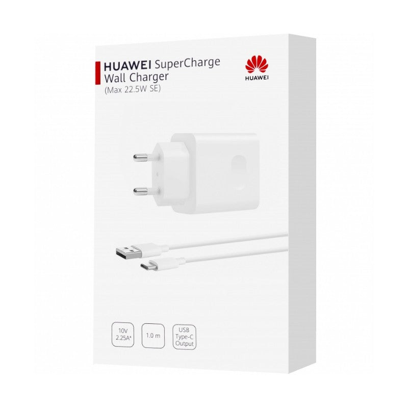 Įkroviklis Huawei CP404B SuperCharge 22.5W USB-A + USB-A to USB-C cable 1.0m baltas