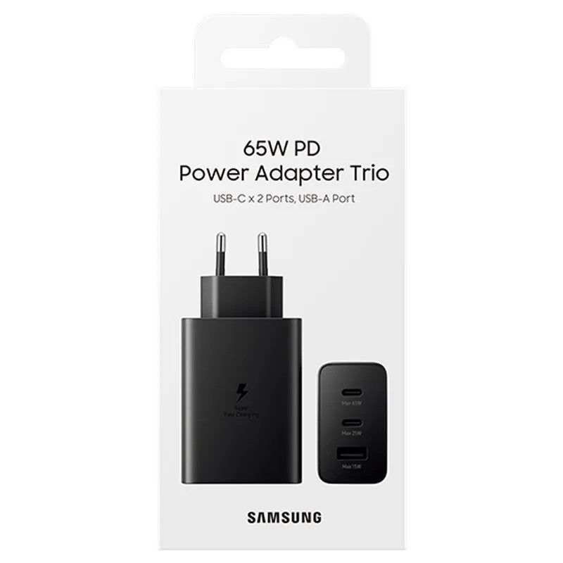 Įkroviklis originalus Samsung EP-T6530NBEGEU 65W pakuotėje juodas