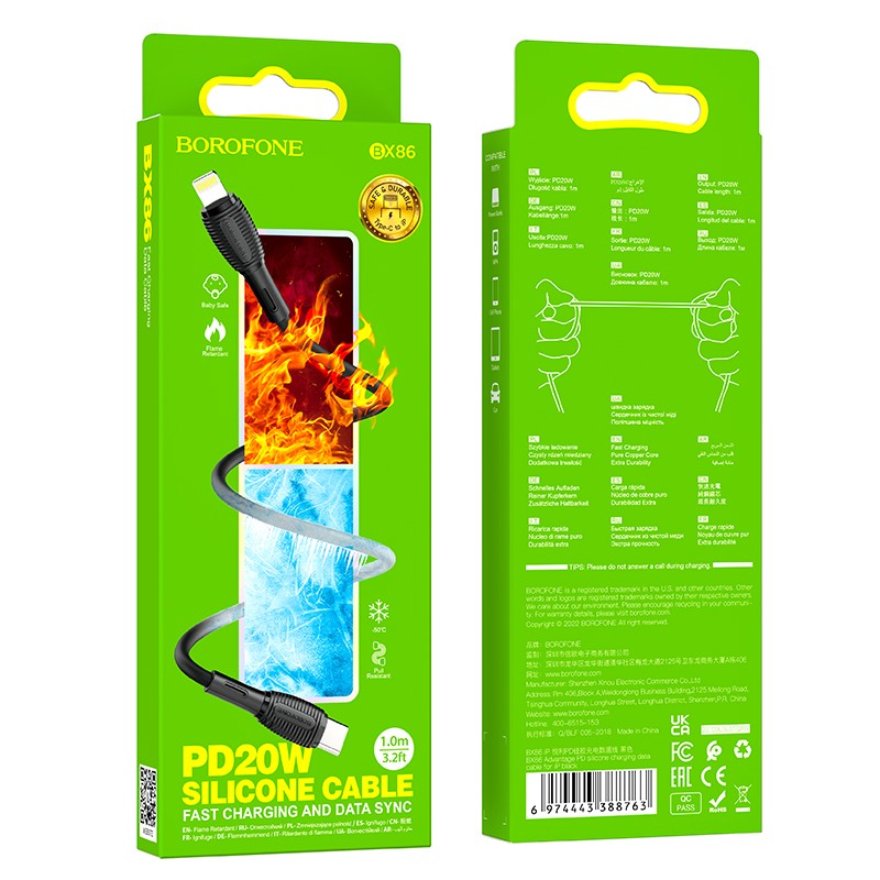 USB kabelis Borofone BX86 Advantage PD Type-C į Lightning 1.0m juodas
