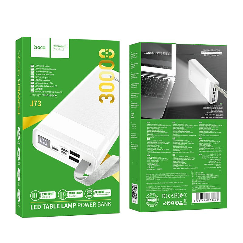 Išorinė baterija Power Bank Hoco J73 2A 30000mAh balta