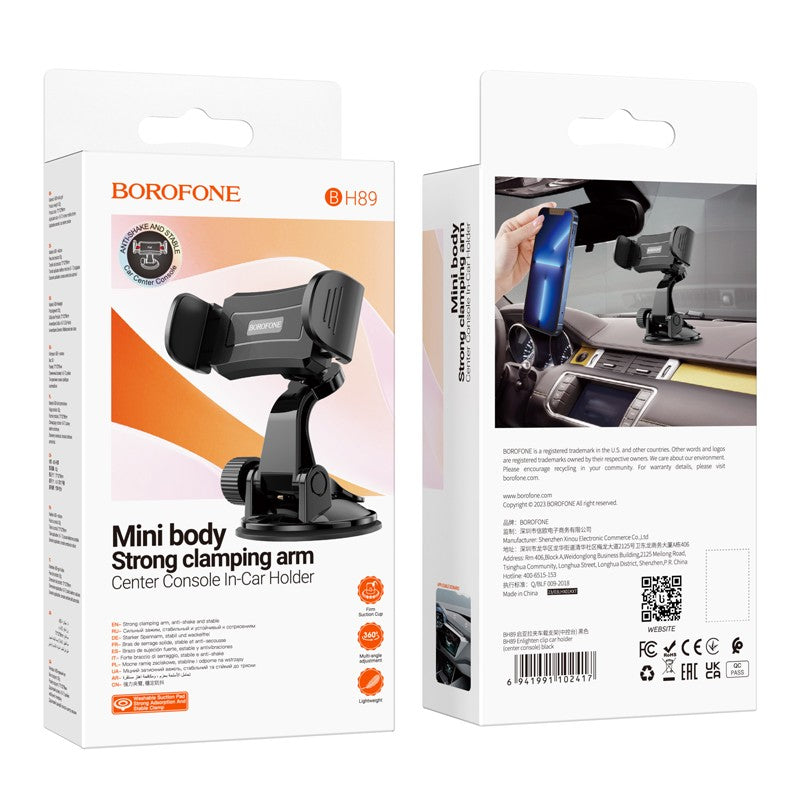 Automobilinis telefono laikiklis Borofone BH89 tvirtinamas ant prietaisų skydelio juodas