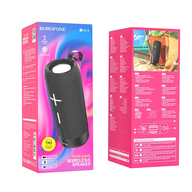 Bluetooth nešiojamas garsiakalbis Borofone BR19 juodas