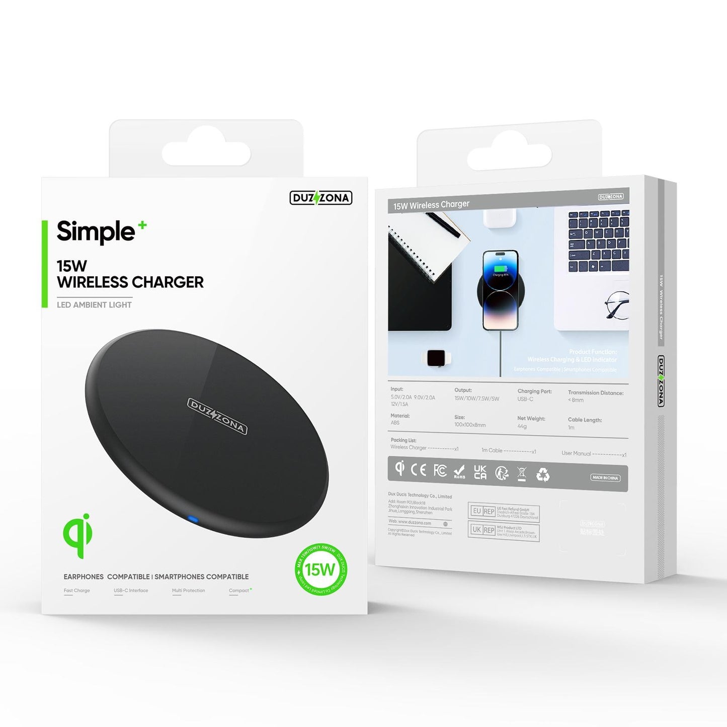 Įkroviklis belaidis DUZZONA W11 15W juodas