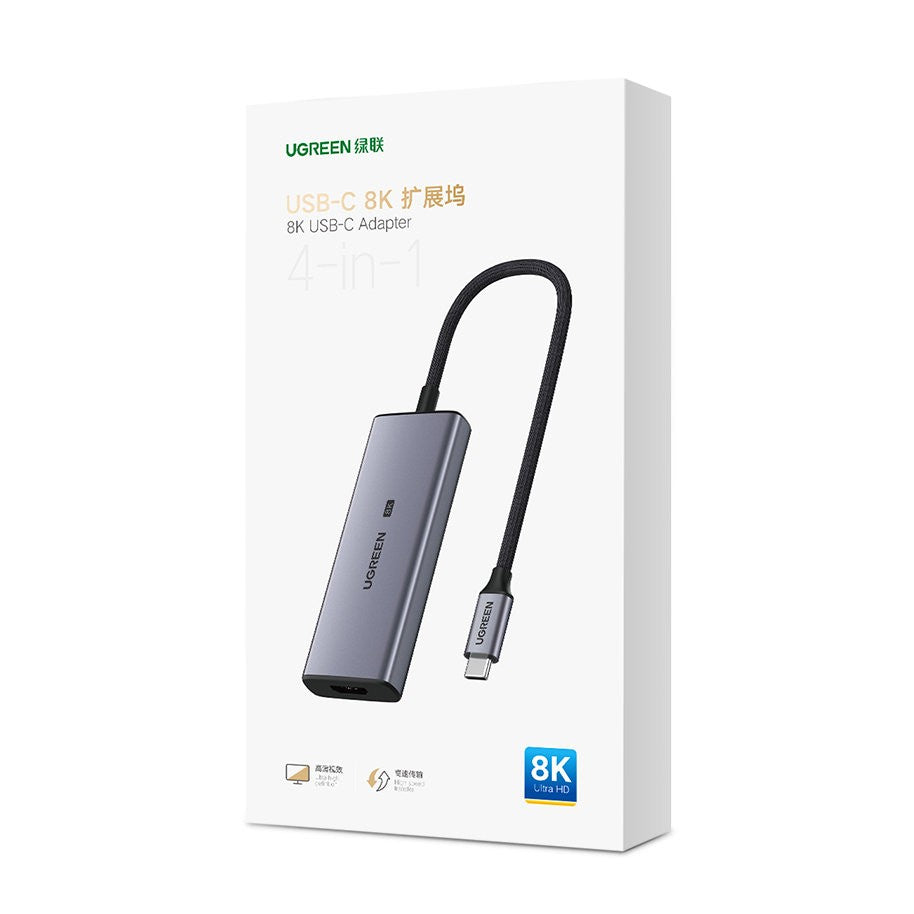 Adapteris Ugreen CM500 USB-C to 3xUSB-A + HDMI 2.1 pilkas