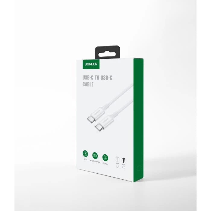 USB kabelis Ugreen US264 USB-C to USB-C 3A 1.0m baltas