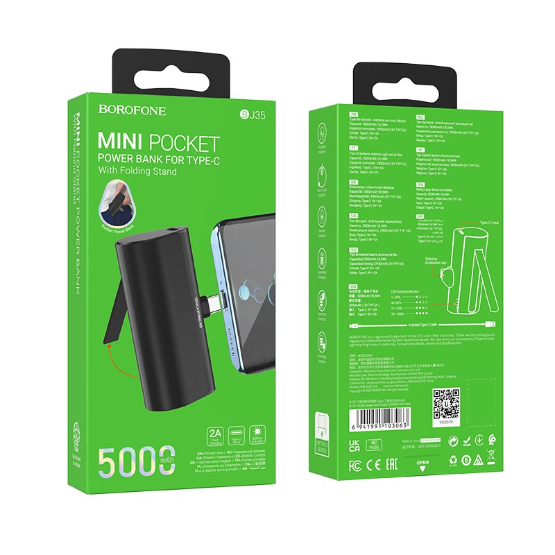 Išorinė baterija Power Bank Borofone BJ35 USB-C 5000mAh juoda