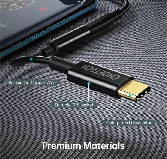 Adapteris Choetech AUX003 USB-C to 3.5mm juodas