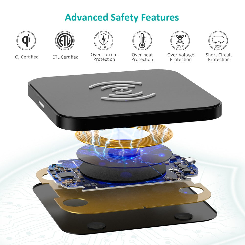 Įkroviklis belaidis Choetech 10W Fast Wireless Charging Pad T511-S juodas