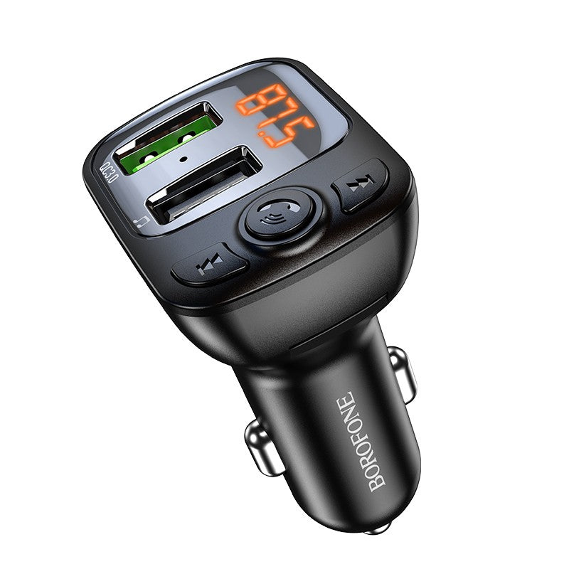 Borofone BC41 Bluetooth MP3 grotuvas/FM bangų moduliatorius (laisvų rankų įranga, microSD, QC3.0 USB-A, USB-A 5V/1A)
