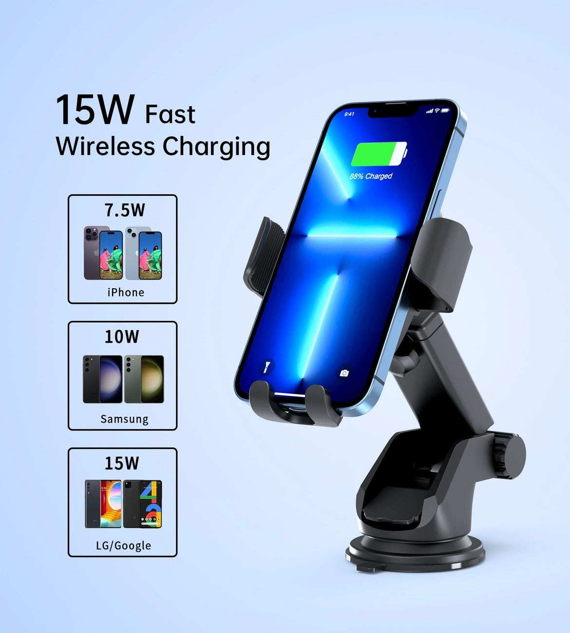 Automobilinis laikiklis-įkroviklis Choetech T203-F 15W Gravity Car Charger Holder juodas Laikikliai -   