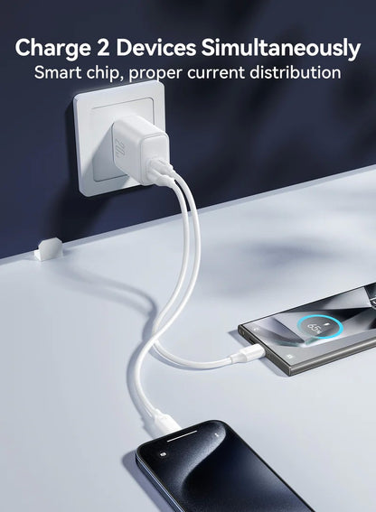 Įkroviklis Joyroom JR-TCF21 20W USB-C/USB-A baltas