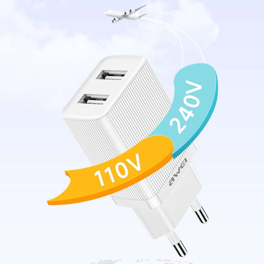 Įkroviklis Awei C15L-EU 2xUSB-A 10W + USB to Lightning cable baltas