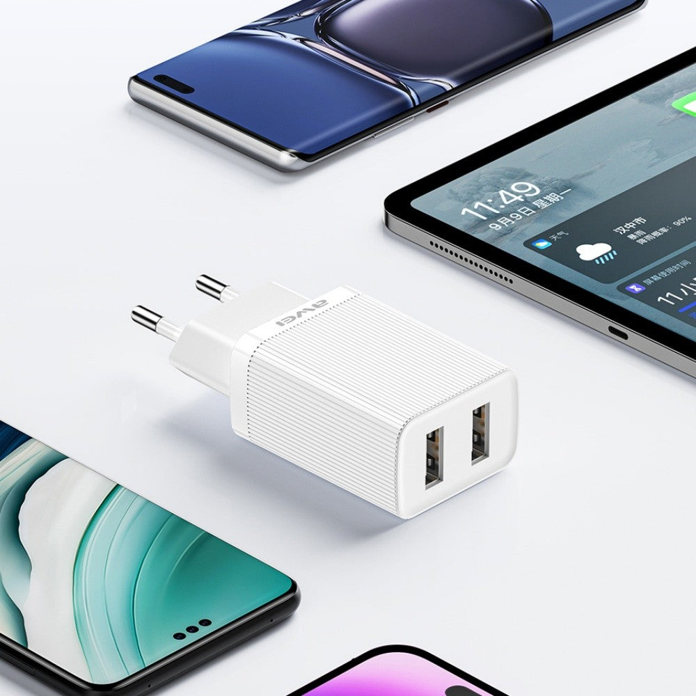 Įkroviklis Awei C15L-EU 2xUSB-A 10W + USB to Lightning cable baltas