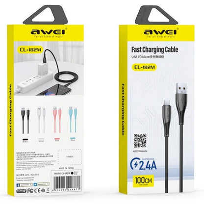 USB kabelis Awei CL-182M USB to MicroUSB 1.0m juodas