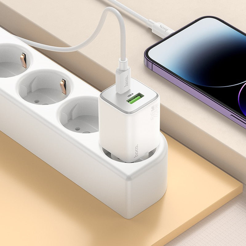 Įkroviklis Hoco N41 20W GaN USB-A/USB-C baltas