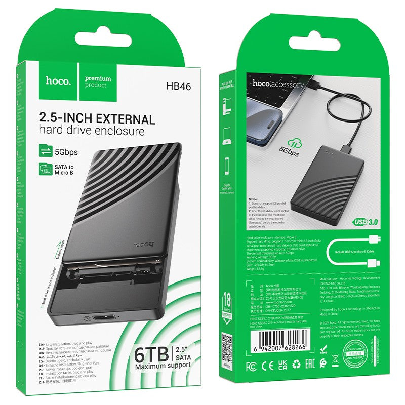 Kietojo disko korpusas Hoco HB46 USB3.0 2.5'' SATA Hard Drive Enclosure juodas