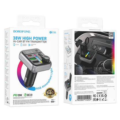 FM bangų moduliatorius Borofone BC50 PD20W+QC3.0
