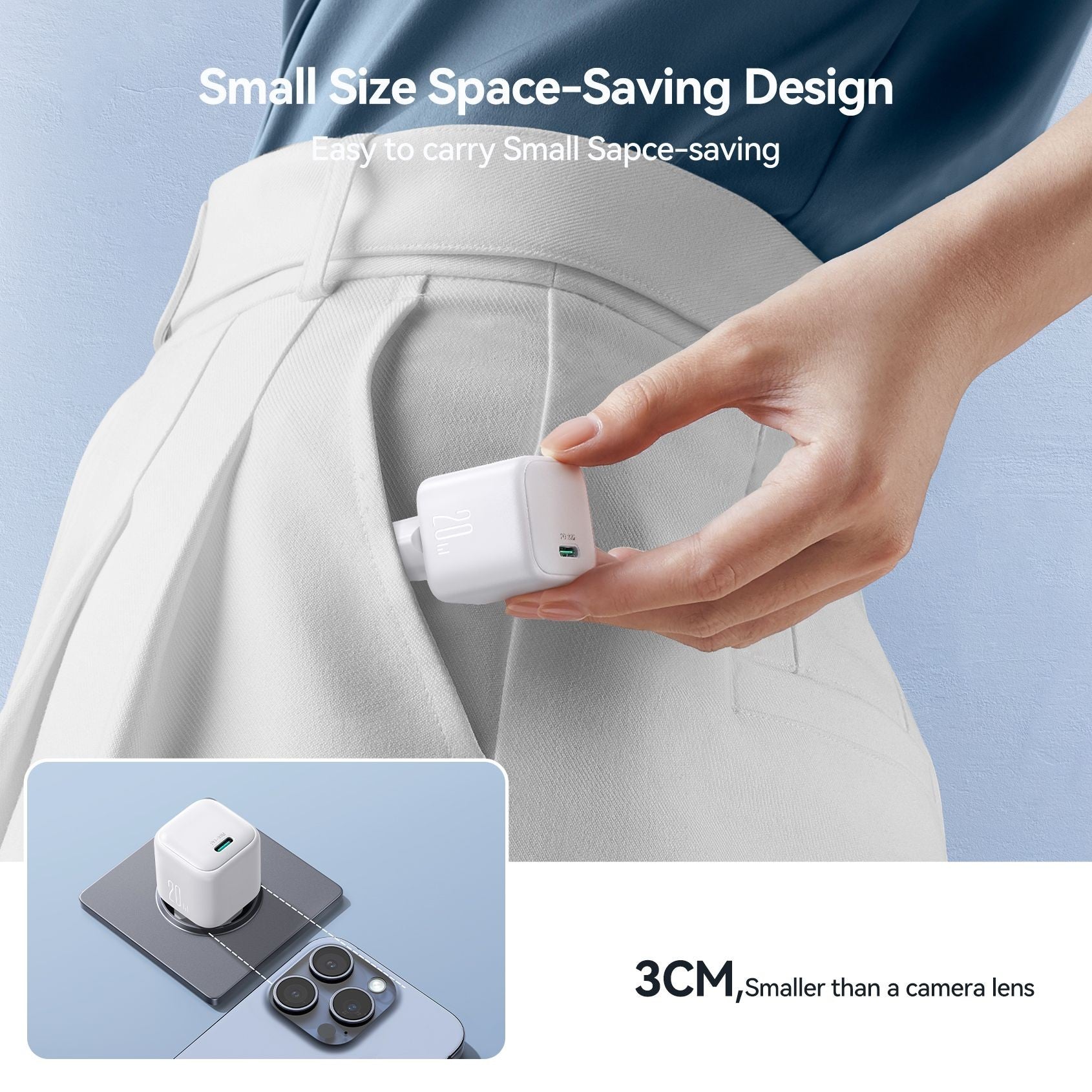 Įkroviklis Joyroom JR-TCG08 20W GaN USB-C baltas