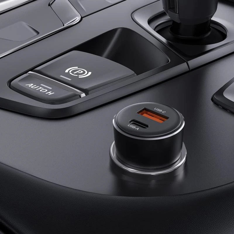 Automobilinis įkroviklis Acefast B12 60W USB-C/USB-A juodas