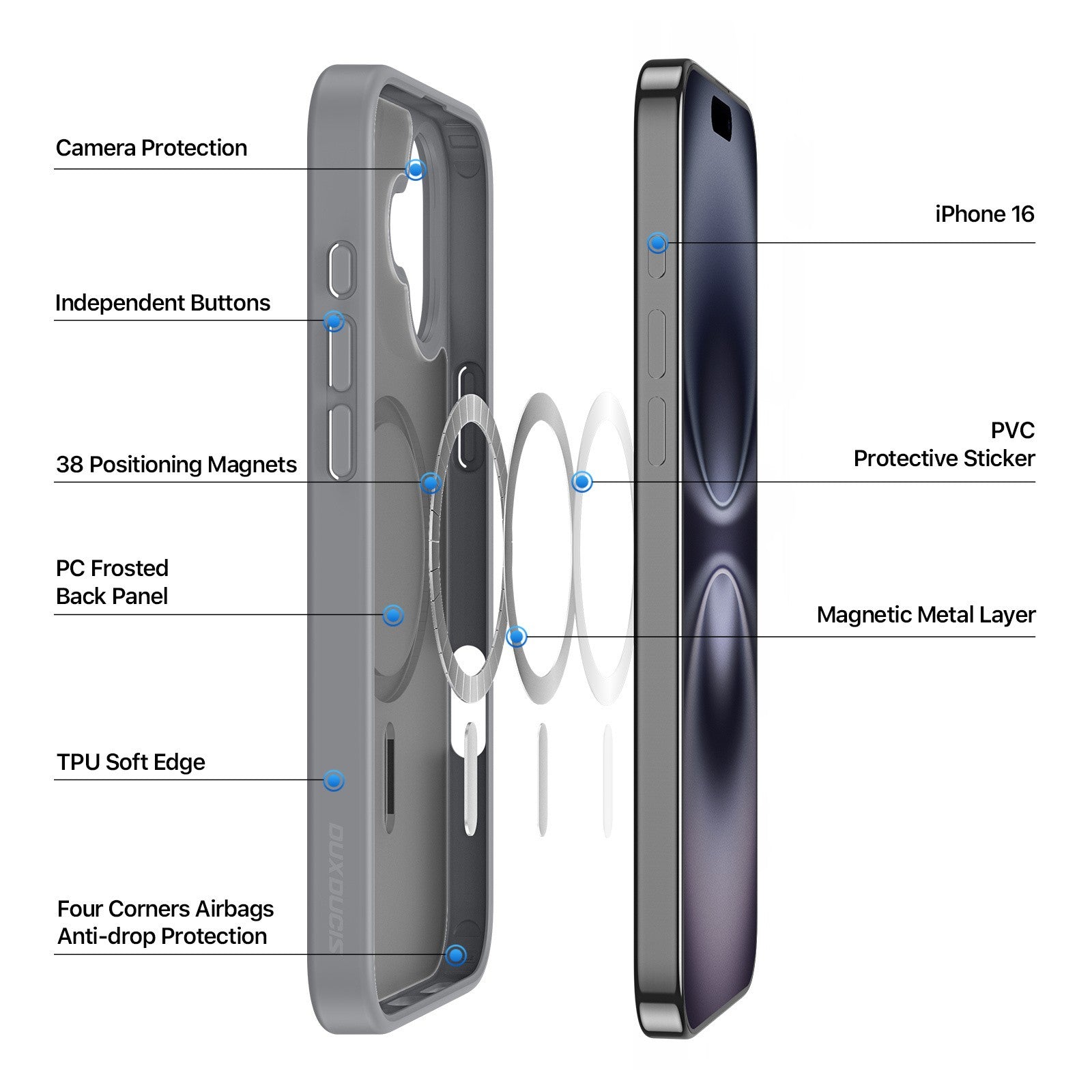 Dėklas Dux Ducis Yind Apple iPhone 16 juodas