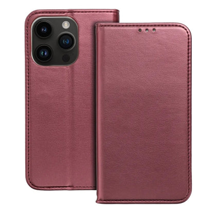 Dėklas Smart Magnetic Xiaomi Redmi 17C 4G/Redmi 14C/Redmi A4/Poco C75 tamsiai raudonas