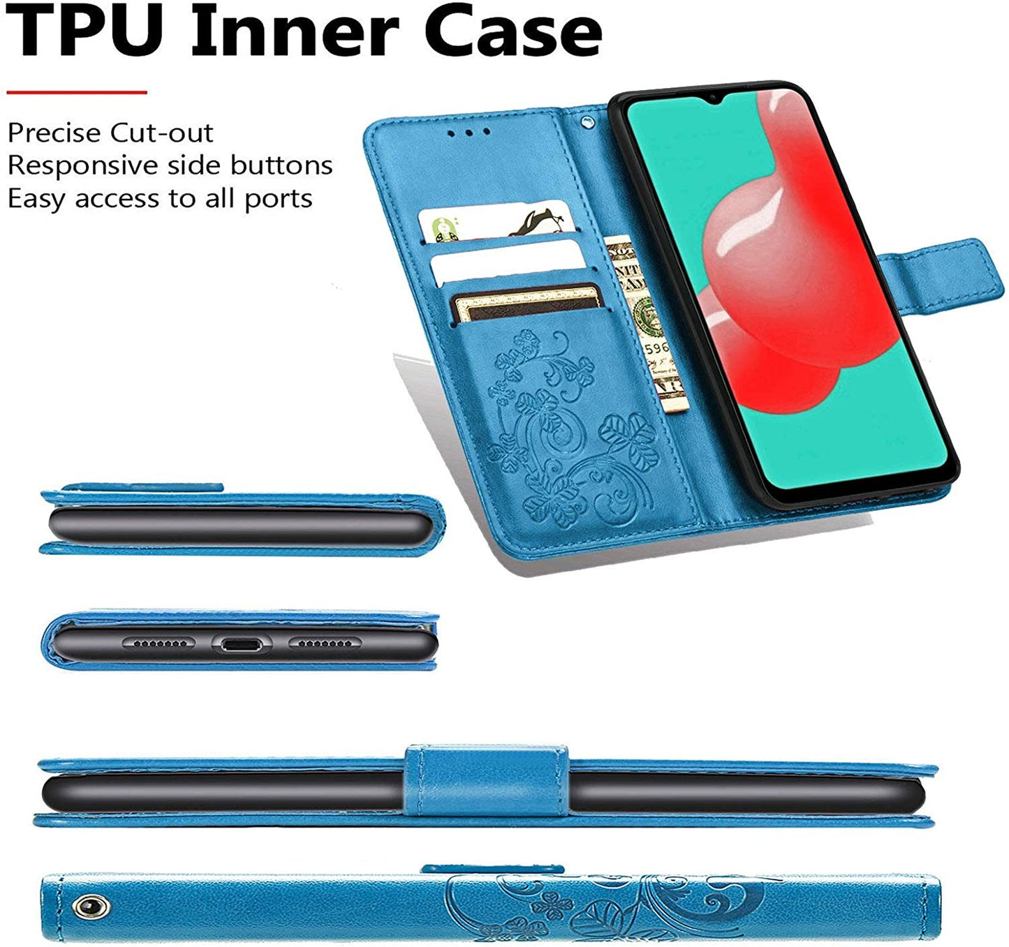 Dėklas Flower Book Samsung A566 A56 5G mėlynas