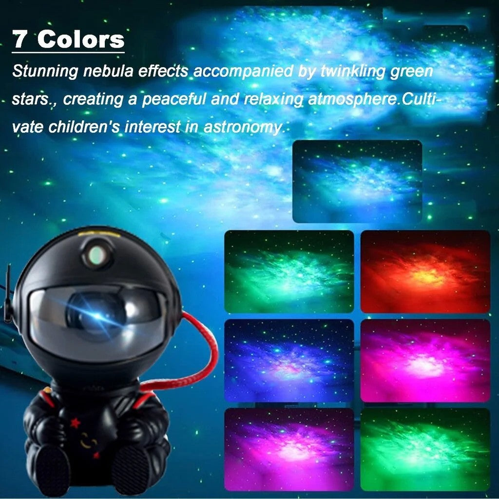 LED 3D galaktikų ir žvaigždžių projektorius Reach Mini Astronaut, juodas