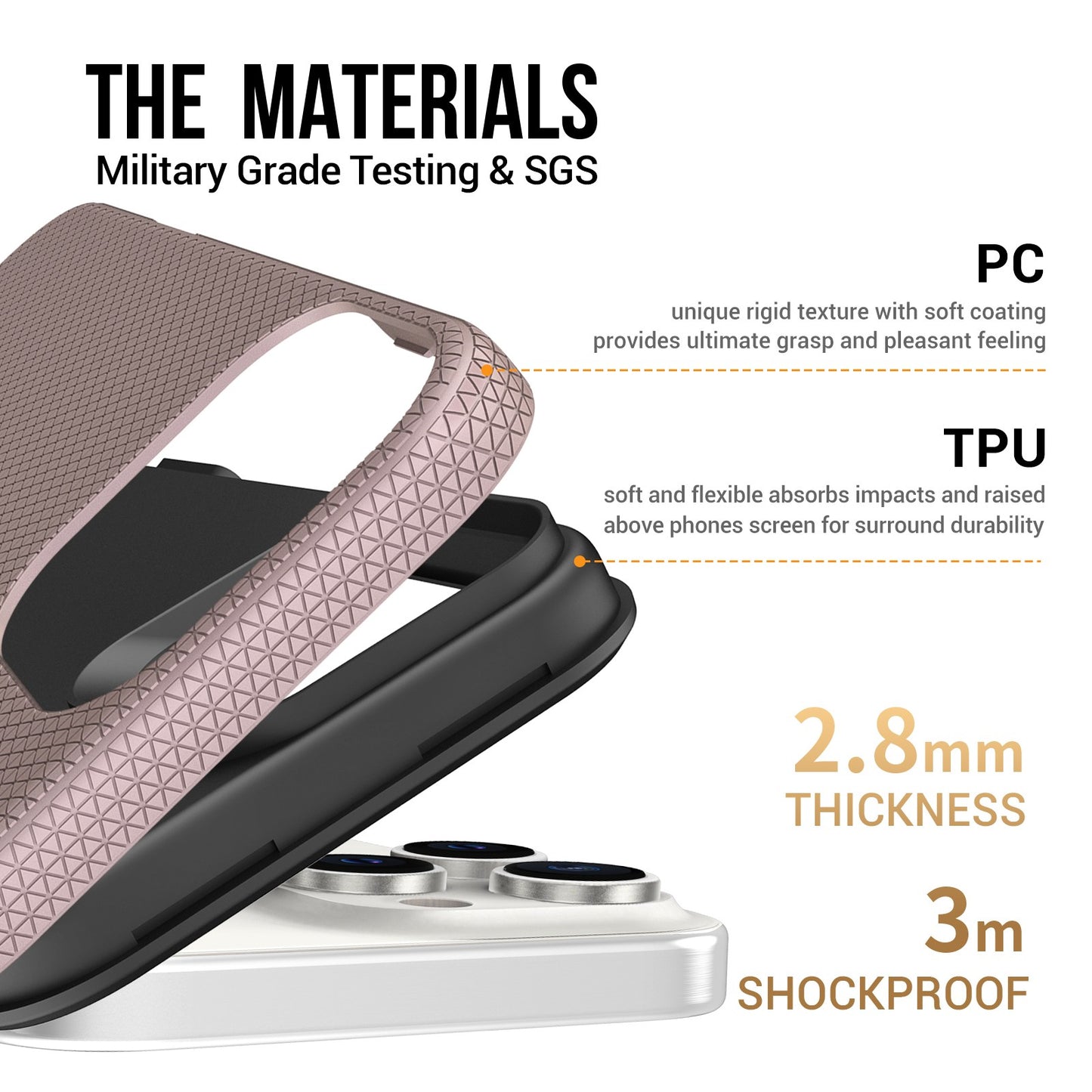 Dėklas Perfectionists Triangle Mag Case Apple iPhone 14 Pro rožinio aukso