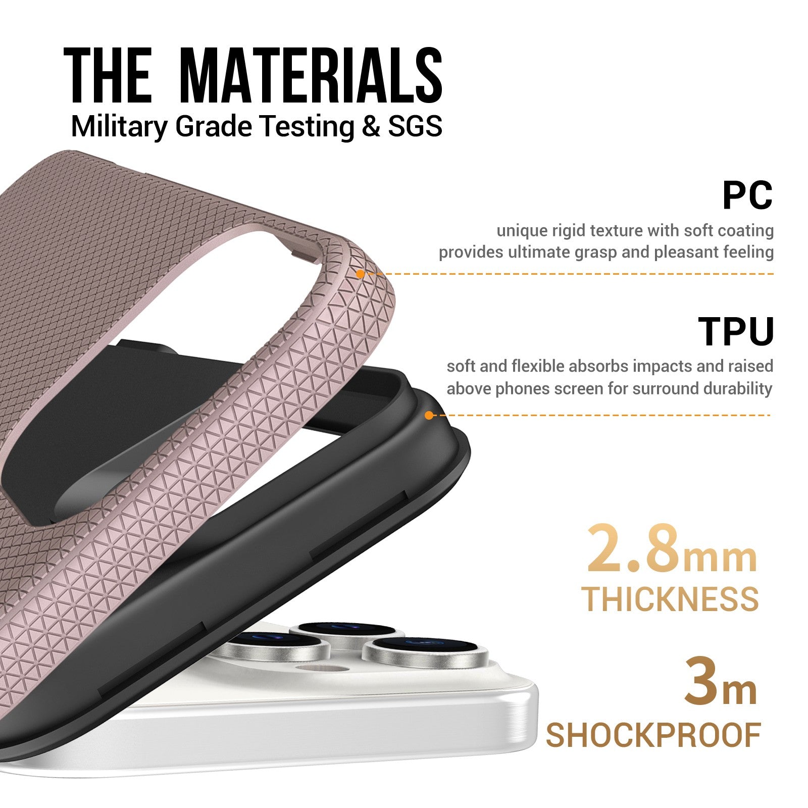 Dėklas Perfectionists Triangle Mag Case Apple iPhone 15 Pro rožinio aukso