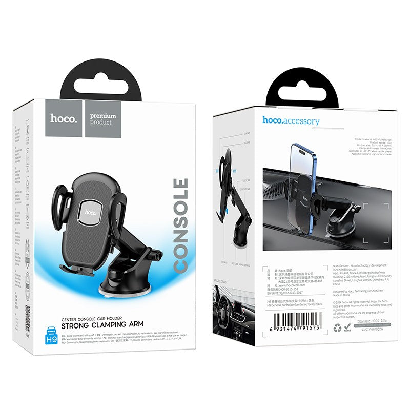 Automobilinis telefono laikiklis Hoco H9 (dashboard) juodas