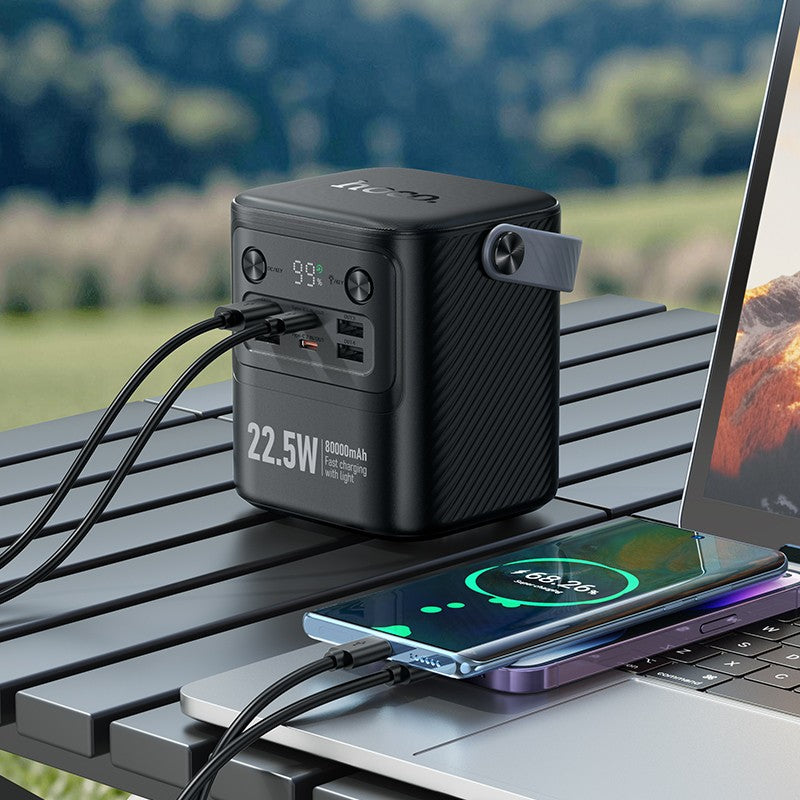 Išorinė baterija Power Bank Hoco J152 22.5W+PD20W 80000mAh juoda